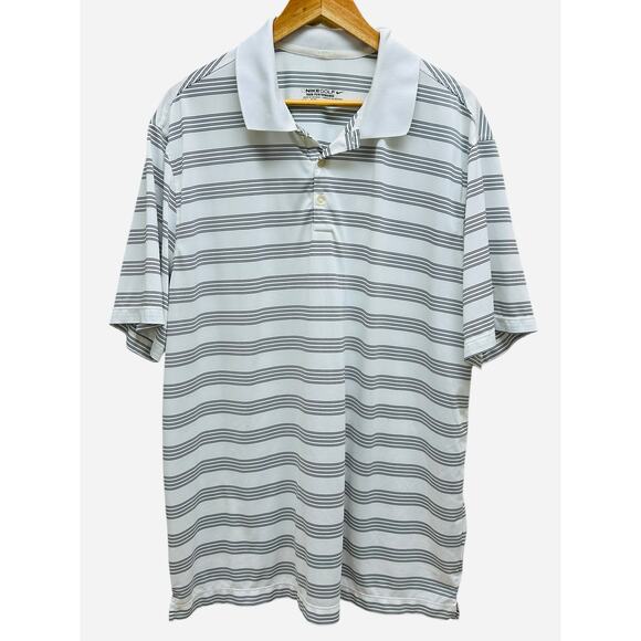 Nike Golf Dri-Fit Tour‎ Performance Polo XXL White Black Striped Shirt - Picture 1 of 9